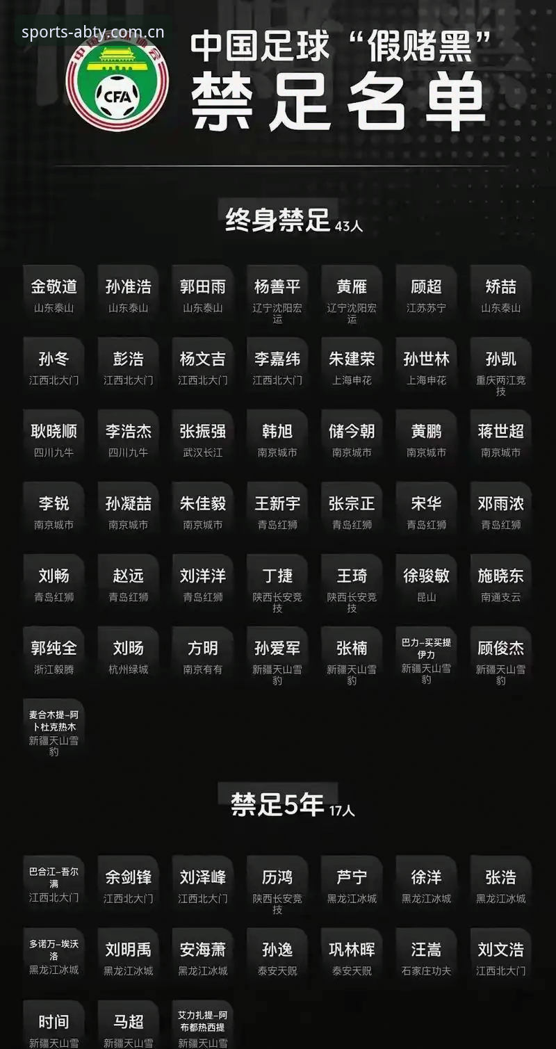 中国足协第三批禁足名单详解